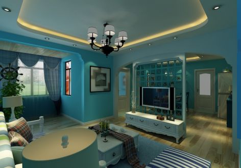 沁园春地中海风格97平二居室装修效果图