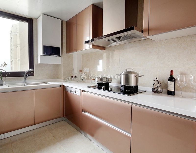 中式风格126平米三居室厨房橱柜装修效果图