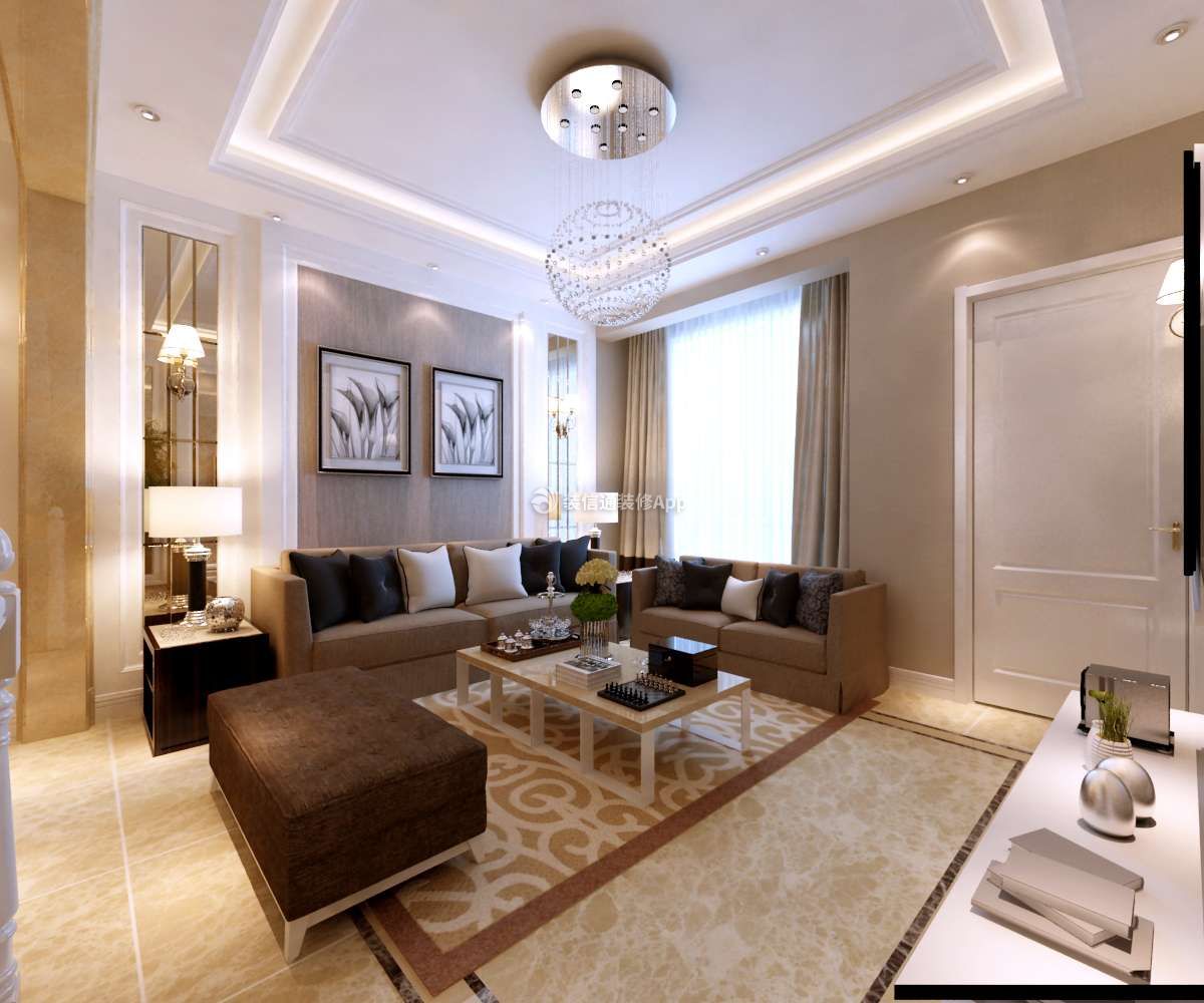 欧式风格210平跃层客厅沙发装修效果图