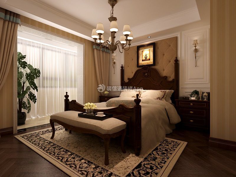 三室两厅二卫146平美式风格卧室装修效果图