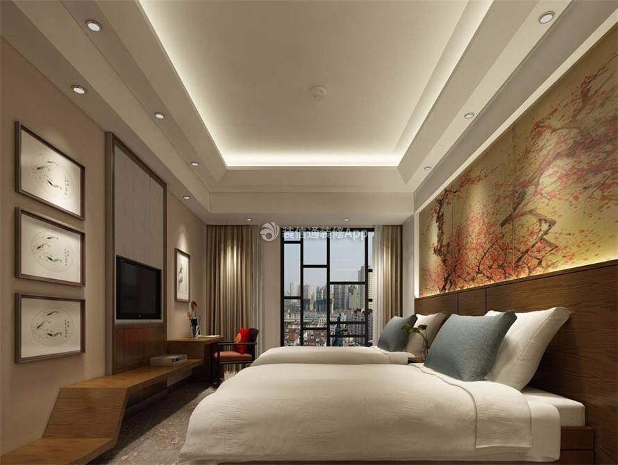 1560平混搭风格时尚酒店标间床头背景墙设计图片