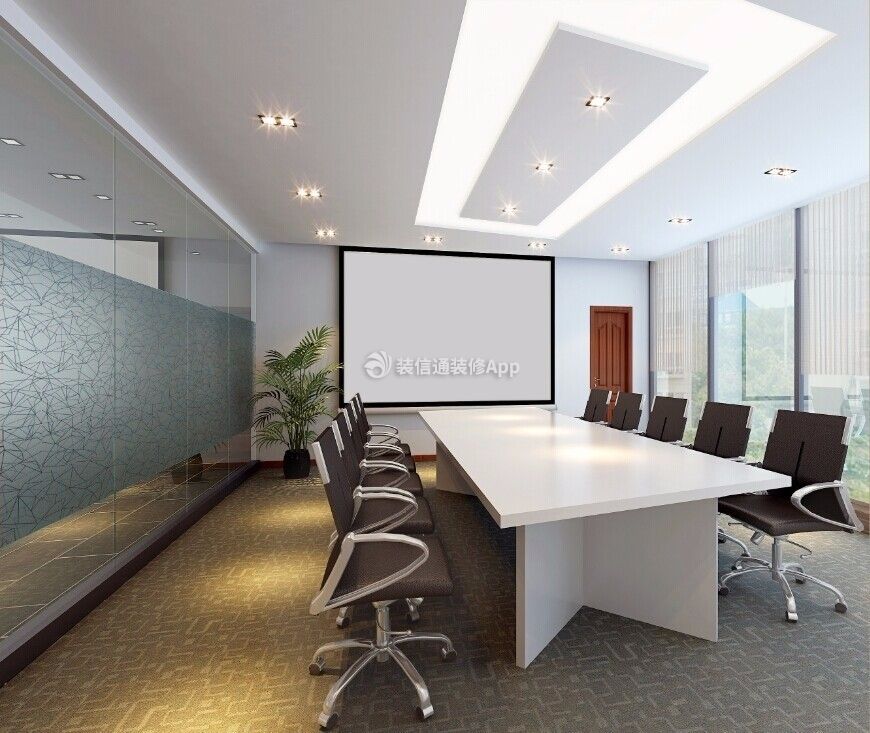 700平现代风格办公室会议室吊顶装修设计图片