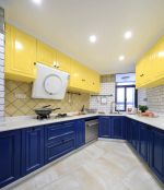 130平米美式风格三居室厨房橱柜装修效果图