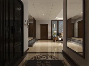 新中式风格140平米三居室走廊吊顶装修设计效果图
