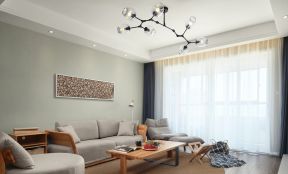 152平米现代风格三居室客厅窗帘装修效果图