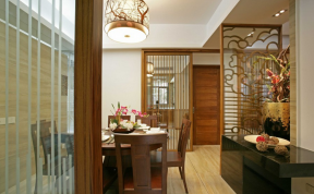 中式风格125平米三居室餐厅吊灯装修效果图