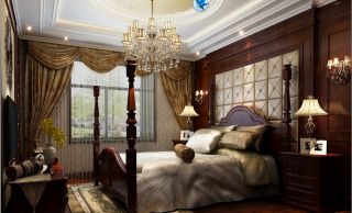 欧式风格260平米复式卧室窗帘装修效果图赏析