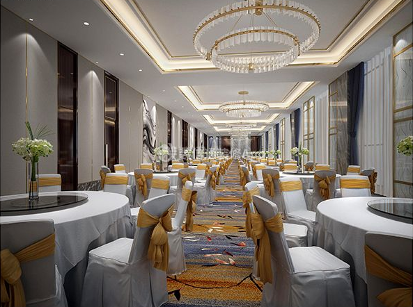 国际酒店中式风格二层大餐厅装修效果图