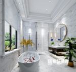 别墅220平北欧简约风格卫生间浴缸装修设计图
