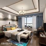 新中式风格150平三居室卧室装修效果图