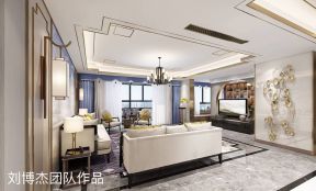 新中式风格200平米四居室吊顶装修效果图