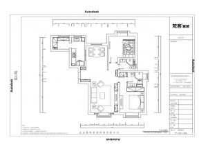 中式风格110平三居室户型图