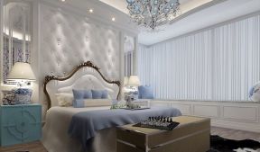 三居110平欧式风格卧室床头装修设计图