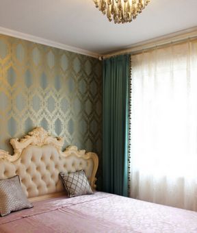 现代风格180平米四居室卧室窗帘装修效果图