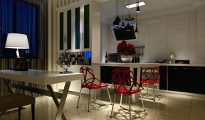 86平米现代风格二居室厨房餐桌设计效果图