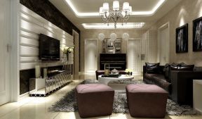 86平米现代风格二居室客厅沙发背景设计效果图