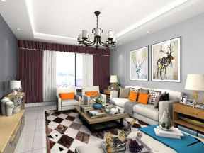 现代风格131平米三居室客厅沙发背景装修效果图