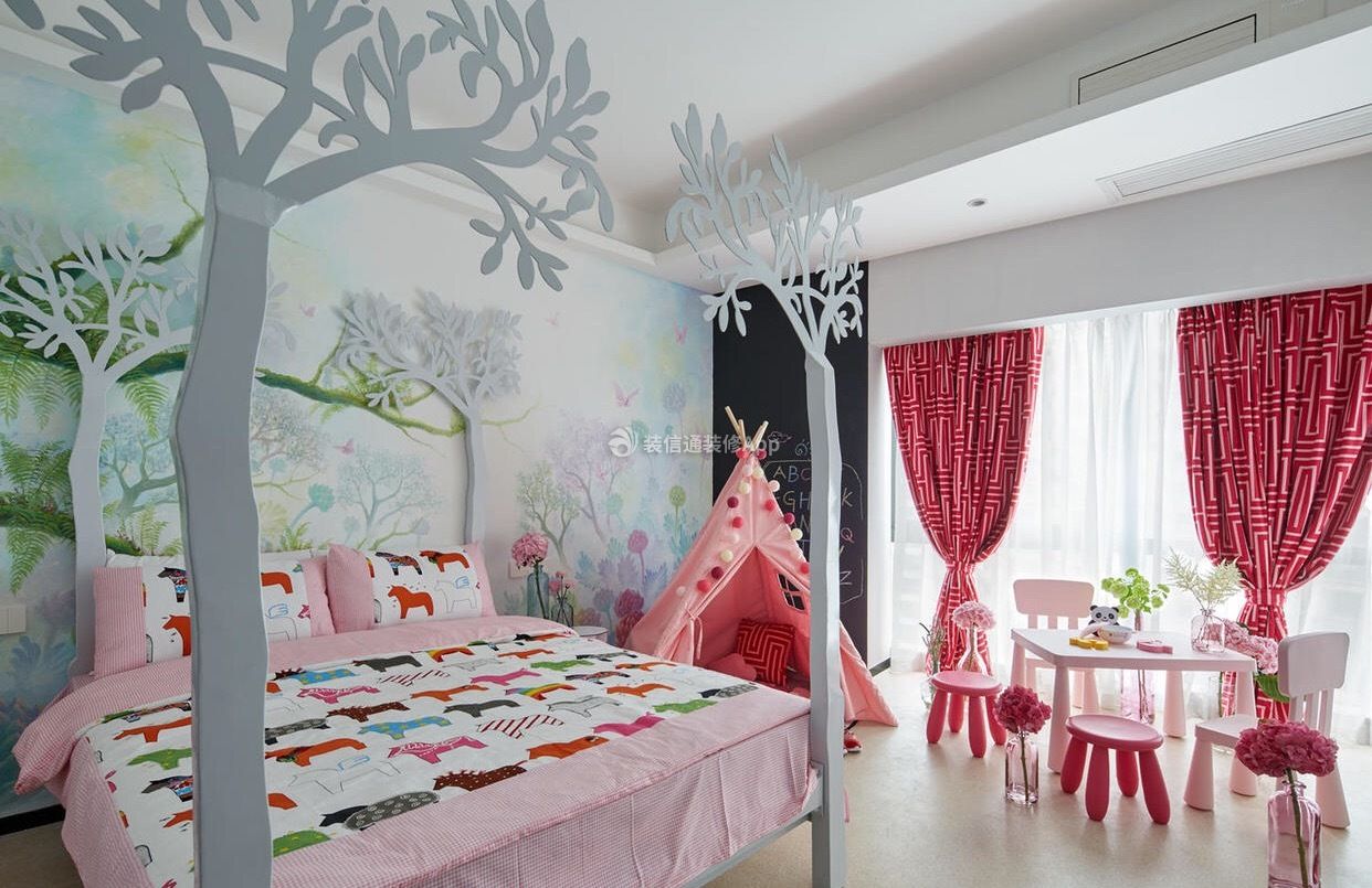2023现代简约120平米三居室儿童房墙面设计图片