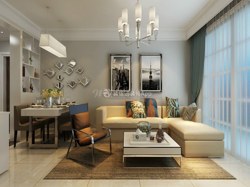 90平米现代三居室客厅沙发装修效果图