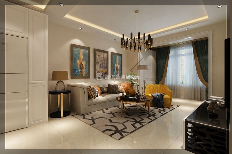 现代风格92平二居室客厅沙发装修效果图