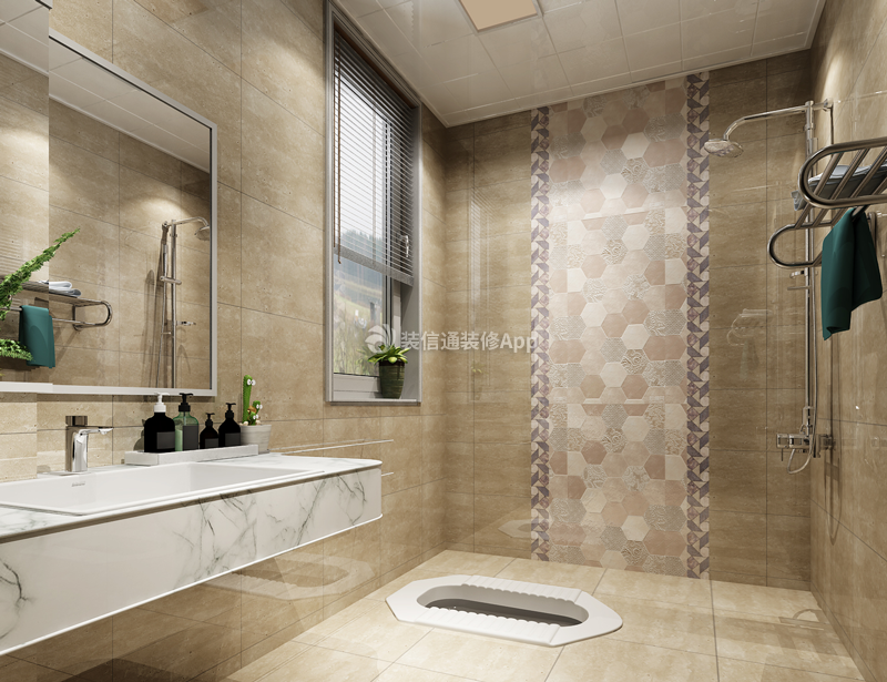 现代轻奢风格100平米三居室卫生间设计图片