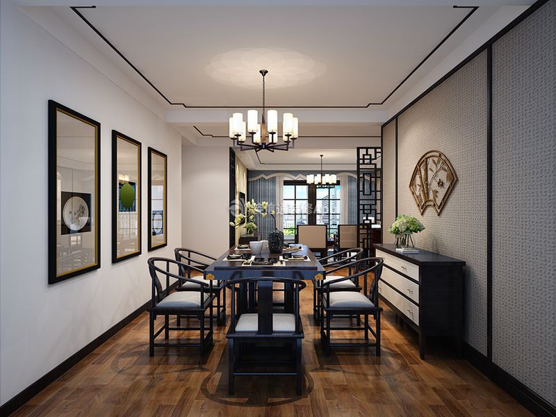 130平米中式风格三居室餐厅桌子设计效果图