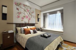 中式风格125平米三居室卧室飘窗家装效果图