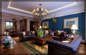 美式风格120平三居室客厅沙发装修效果图