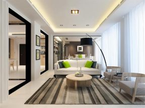 现代简约97平米两居室客厅沙发地毯设计图片