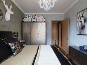 98平米混搭风格二居室卧室背景墙装修设计效果图欣赏