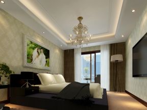 现代风格90平米三居室卧室窗帘设计效果图