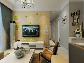 90平米现代三居室客厅电视墙装修效果图