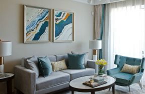 三居100平现代简约风格客厅沙发设计图