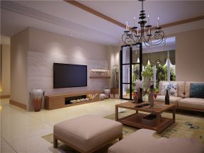 114平米现代风格三居室客厅电视墙装修效果图