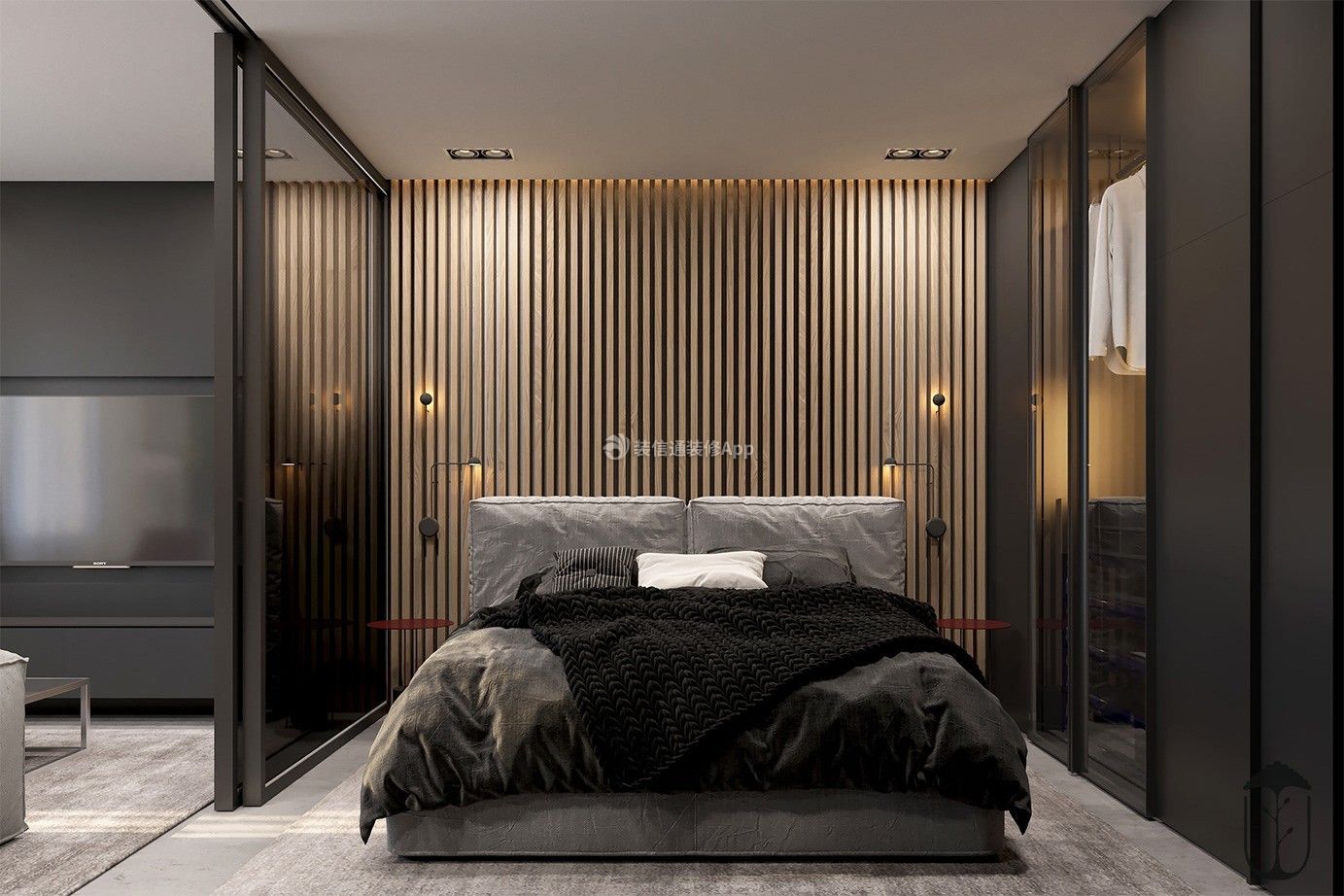 一居室现代风格58平米卧室灯装修效果图