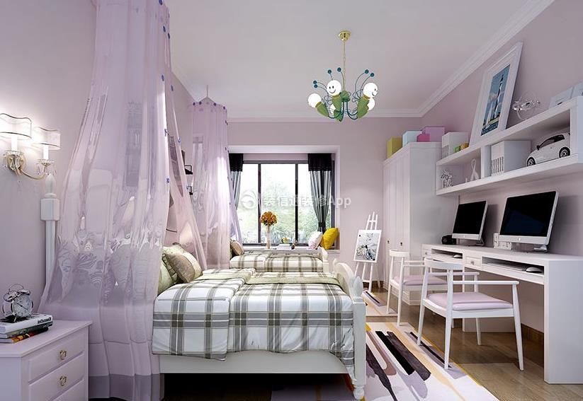 四室两厅北欧风格双胞胎儿童房装修设计图