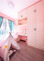 89平米北欧风格粉色儿童房装修效果图