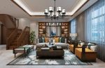 新中式风格复式166平客厅沙发装修效果图