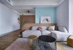 105平方米简约风格客厅沙发矮墙隔断设计图