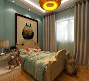中式风格96平米三居室儿童房窗帘装修效果图