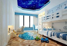 118平米三居室地中海风格高低床装修设计效果图