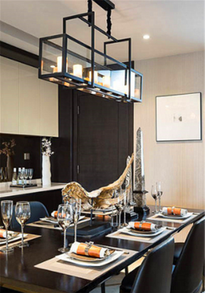 105平现代简约三居餐厅吊灯装修设计图