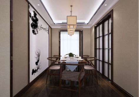 148平米四居室中式风格餐厅装修设计效果图