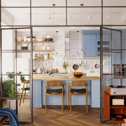 75平米小户型北欧风格厨房吧台装修设计图