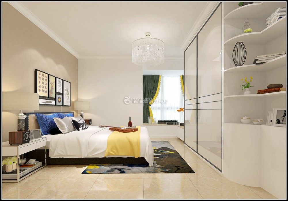 现代风格92平三居室卧室装修效果图