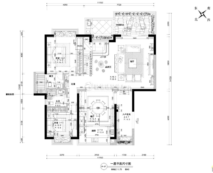 400平米新中式风格复式装修户型图