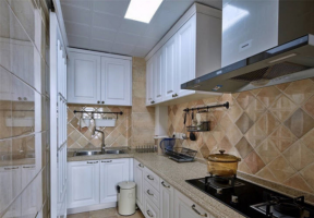 98平米现代美式三居厨房橱柜效果图欣赏