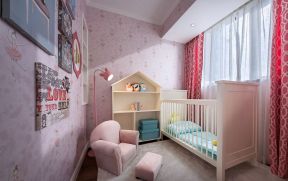 三居110平北欧风格粉色儿童房家装图片赏析