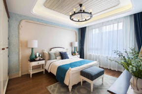 95平米地中海风格三居室卧室床头效果图欣赏