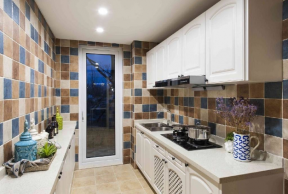 95平米地中海风格三居室厨房瓷砖效果图图片